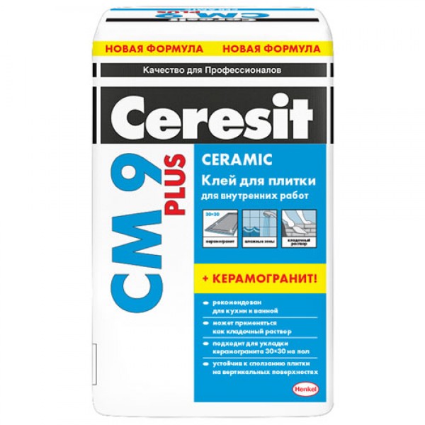 Клей для крепления керамической плитки Ceresit CM 9 Plus — Cerezit