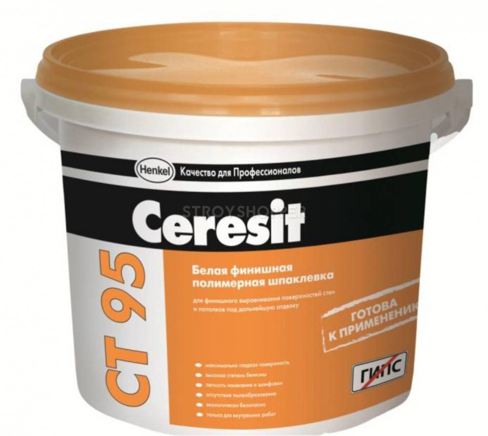 Готовая белая финишная полимерная шпаклевка Ceresit CT 95 — Cerezit