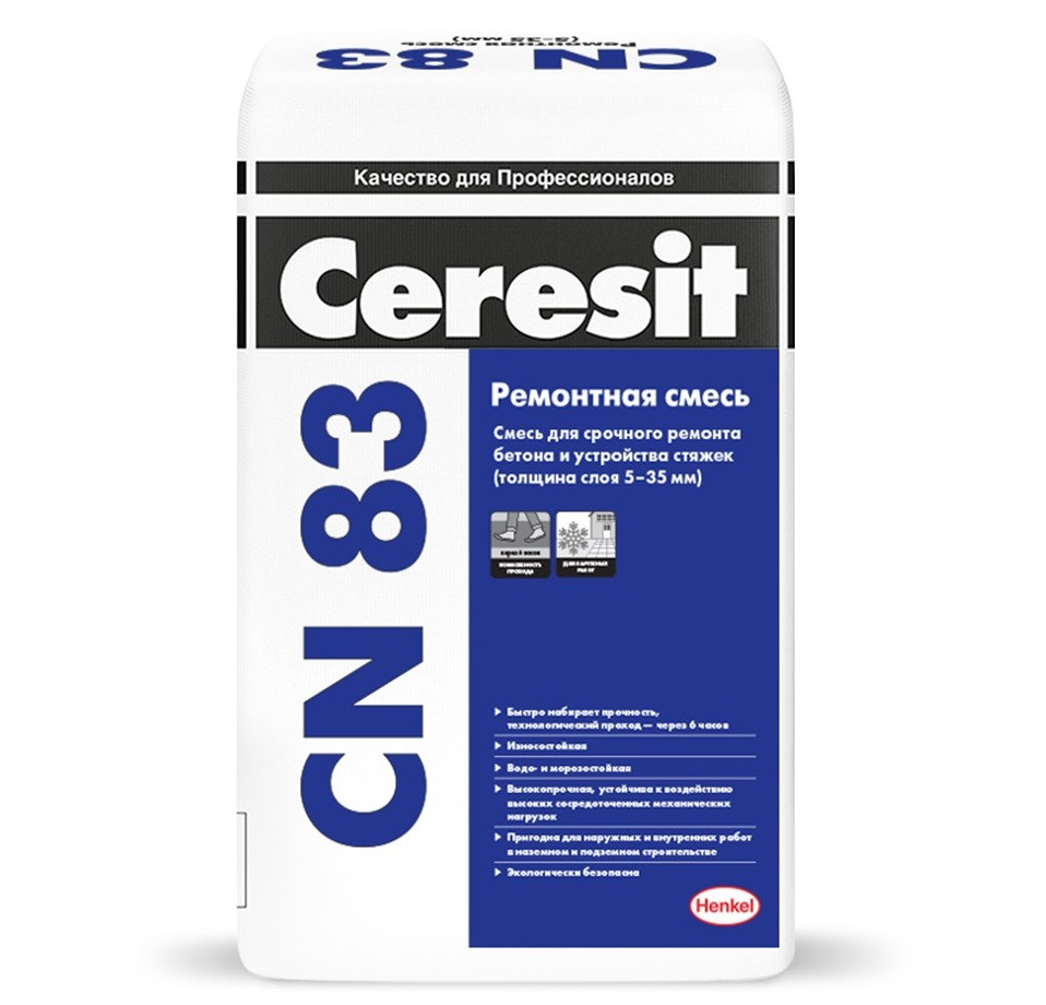 Ремонтная смесь для бетона Ceresit CN 83 (от 5 до 35 мм) — Cerezit