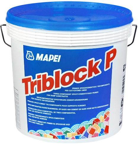 Трёхкомпонентный грунтовочный состав Mapei TRIBLOCK P на основе эпоксидной смолы и цемента для влажн