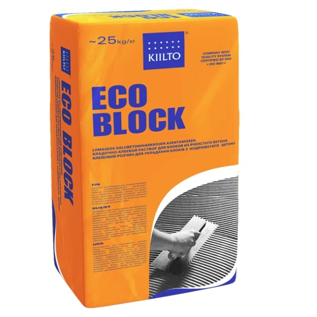 KIILTO ECO BLOCK кладочно-клеевой раствор для боков из ячеистого бетона